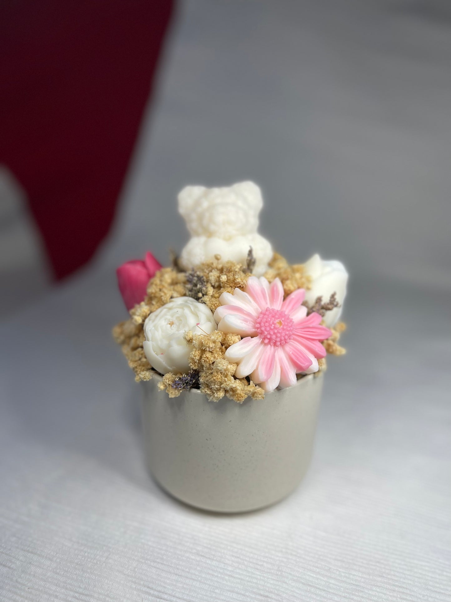 Pot fleuri - Fleur de coton & Musty (Modèle unique)